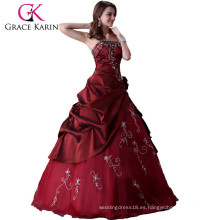 Grace karin larga longitud del piso rojo Prom Wedding vestido de novia vestido de novia CL2516